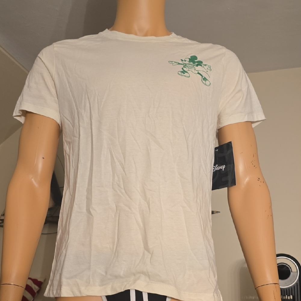 Disney Off-White Tee with Green Mickey Design